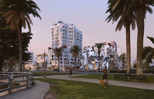 Image courtesy Gehry Partners LLP, via <a href="https://www.smgov.net/departments/pcd/agendas/Planning-Commission/2022/20220518/s20220518-09Aa.pdf">Santa Monica Planning Commission</a>. 