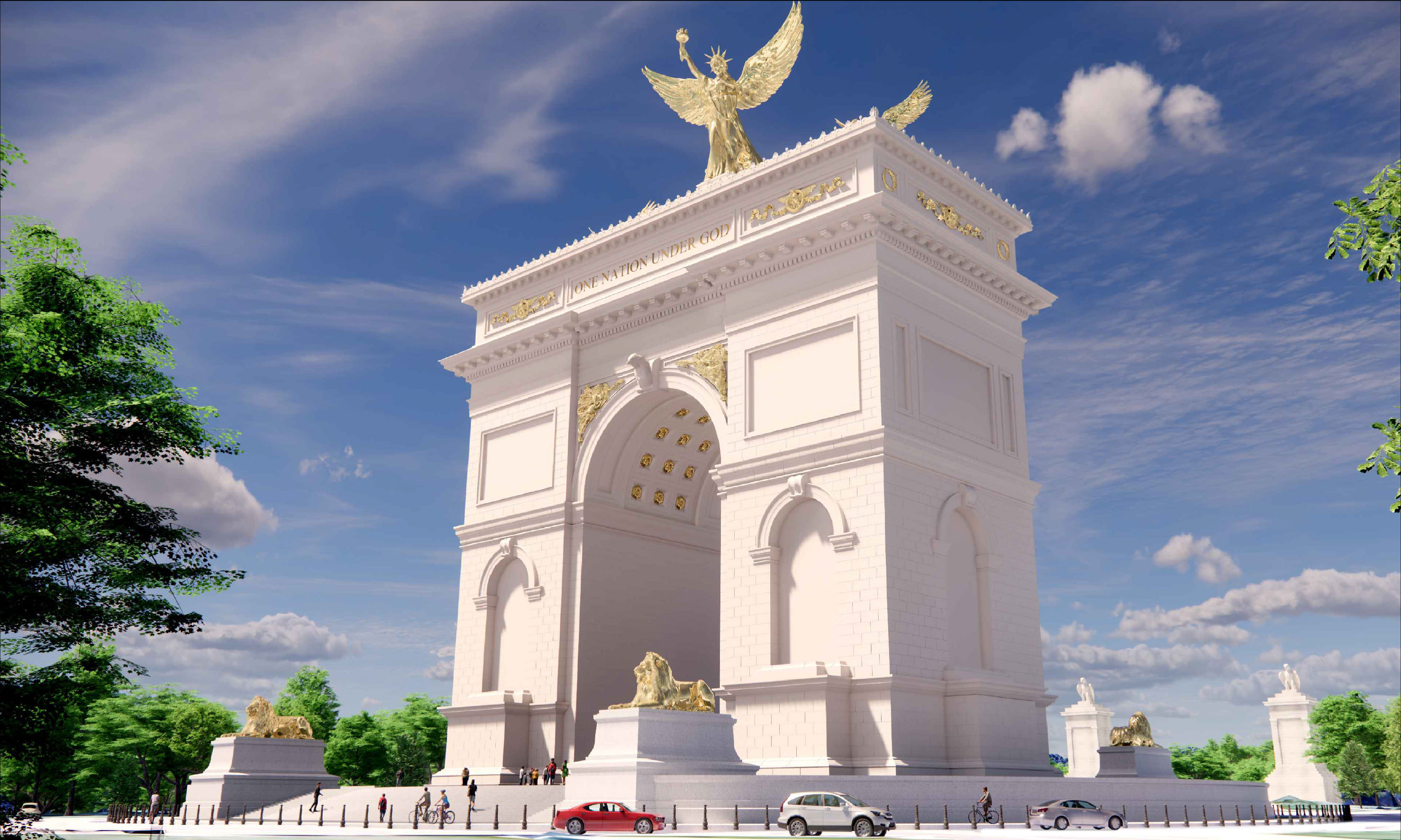 ‘Arc de Trump’ to hold military drones and snipers, Trump claims