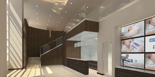 Entrance Lobby - showing front desk and stair to second floor