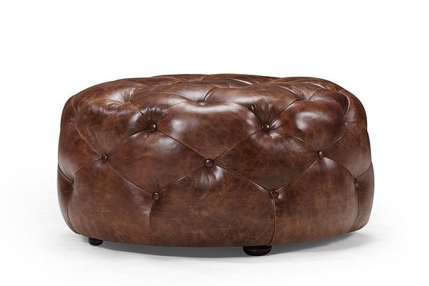 Kent & Ross Tufted Leather Ottoman Vintage Leather