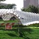 A sculpture designed and built by 27 graduate students from the UTSA College of Architecture partially collapsed on Monday. (San Antonio Express-News; Photo By John Gonzalez/San Antonio Express-News)