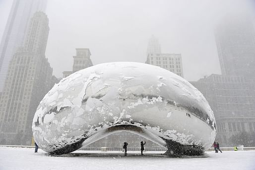 In response to extreme temperatures in Chicago, the sculpture "Cloud Gate," aka "the bean" by Anish Kapoor is covered in snow. (Photo: Brian Kersey/Getty Images)