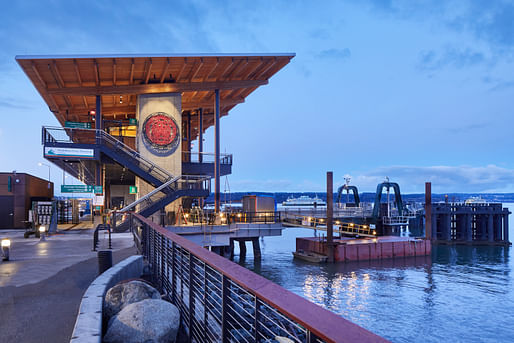 LMN's Mukilteo Multimodal Ferry Longhouse in Washington State. Photo by Benjamin Benschneider