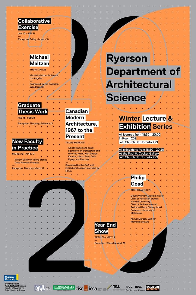 Winter Lecture & Exhibition Series. Poster courtesy of Ryerson University Department of Architectural Science.