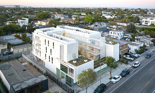 Related on Archinect: <a href="https://archinect.com/news/article/150327848/brooks-scarpa-reveals-westside-la-transitional-housing-project-inspired-by-irving-gill">Brooks + Scarpa's new Rose Apartments</a> complex in Venice Beach, CA. Image courtesy Brooks + Scarpa 