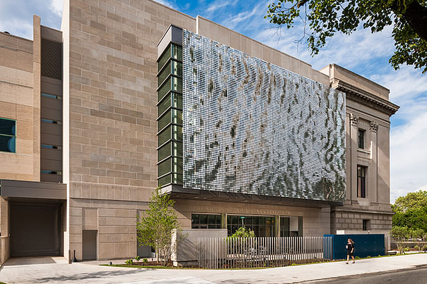 Exterior View of Shimmer Wall (Ned Kahn)