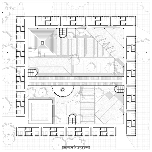 floor plan / smorgas, level two, continued rim of privacy and agrarian bridge