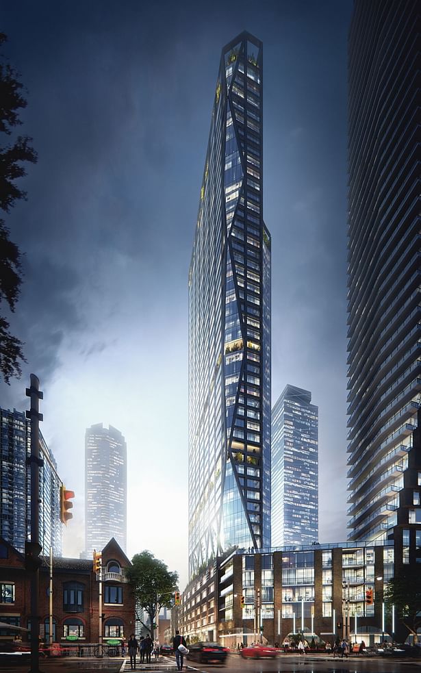Architectural 3d rendering of Adelaide skyskraper in twilights