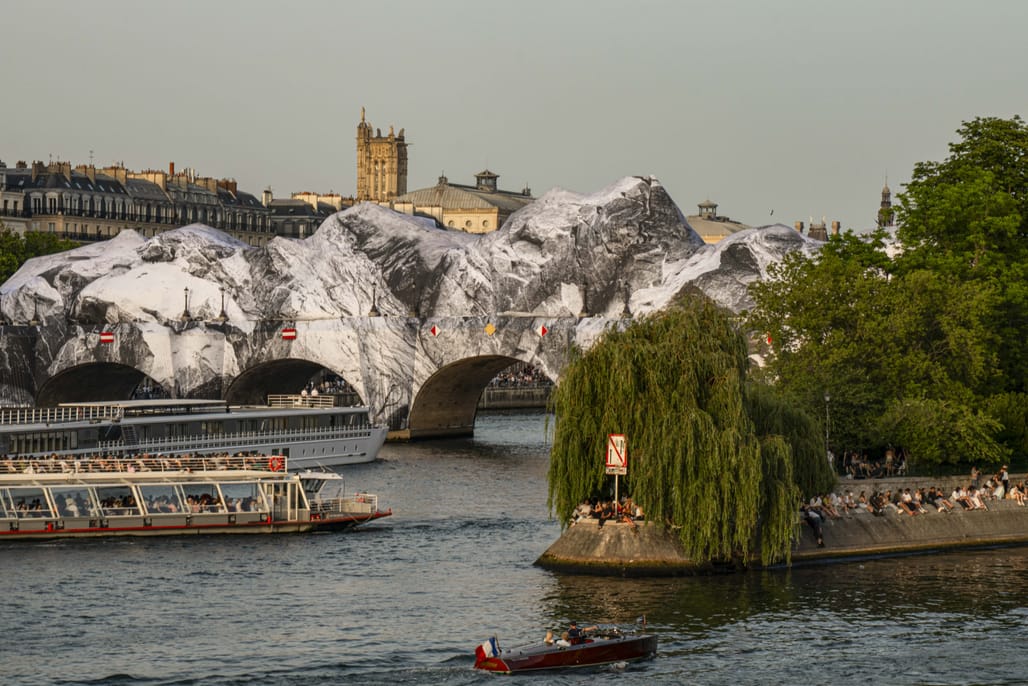 JR wraps Paris' Pont Neuf in inflatable fabric skin in tribute to
