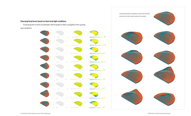 Choosing final forms based on their best light conditions Finalizing the nine forms between them based on their sunlight’s inner quality and condition.