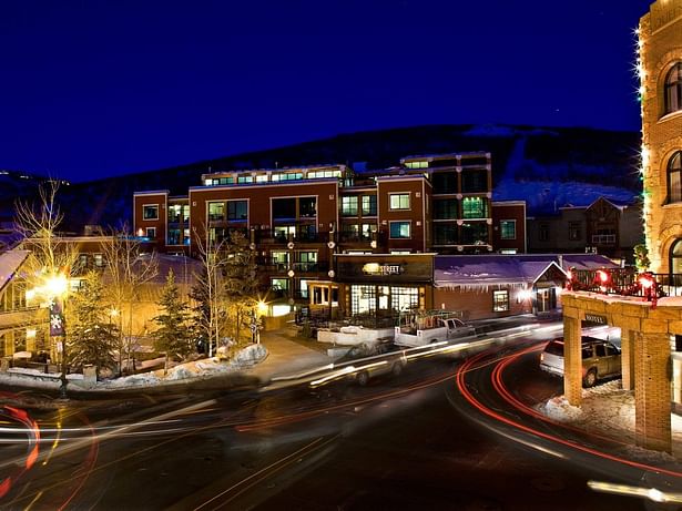 Night view from Park City's busiest corner