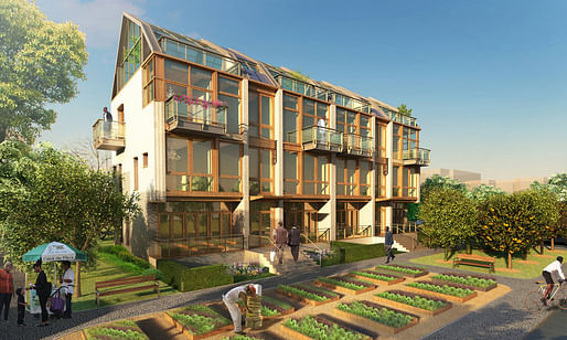 Rendering of proposed infill housing for the BIG Green Homestead project. Rendering courtesy of Terreform.