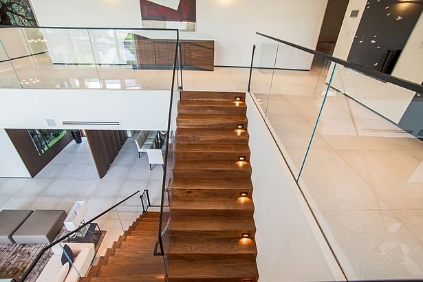 LED Lighting was installed directly into the Walnut Wood Treads.