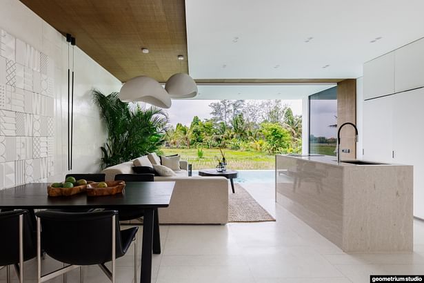 View to the kitchen-living room