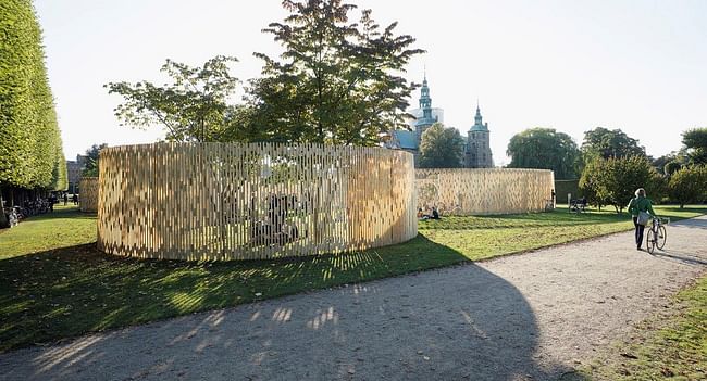 FABRIC's Trylletromler temporary pavilion in King's Garden, Copenhagen. Photo by Walter Herfst, courtesy of FABRIC.