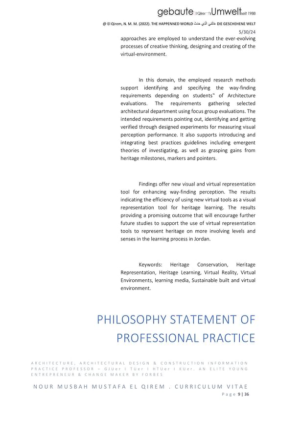 Philosophy statement of professional practice