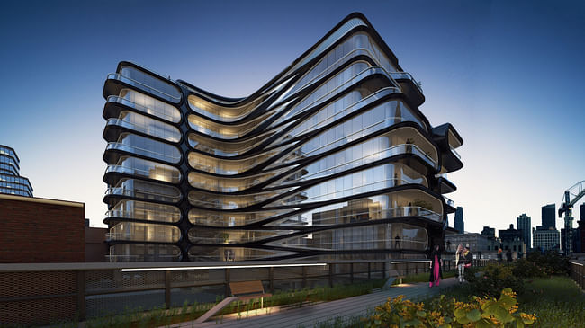 Rendering of Zaha Hadid Architects' High Line condo which is currently under construction.
