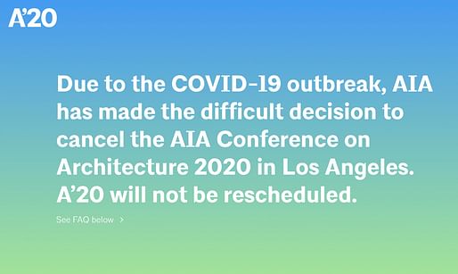 AIA’s 2020 conference has been cancelled. Image courtesy of AIA.