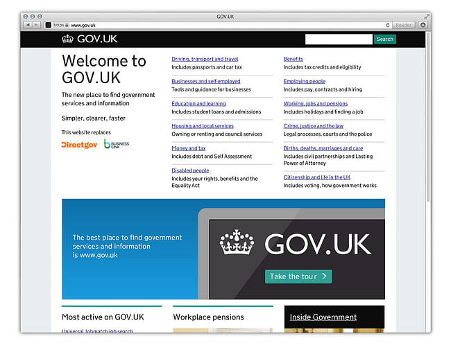 Digital Category Winner: GOV.UK WEBSITE, Designed by Government Digital Service