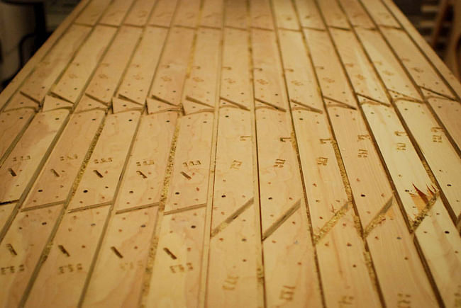 Production, Milled Pieces on Plywood Sheet (Photo: Jennifer Chang)