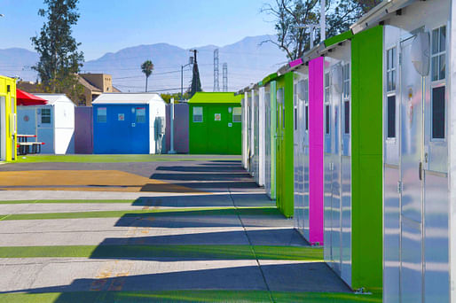 Related on Archinect: <a href="https://archinect.com/news/article/150287080/los-angeles-is-turning-to-lehrer-architects-tiny-homes-in-its-fight-to-construct-transitional-housing">Los Angeles is turning to Lehrer Architects' Tiny Homes in its fight to construct transitional housing</a>. Image courtesy Lehrer Architects