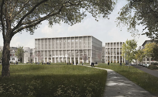 Rendering of the new Signal Iduna Group HQ in Hamburg, Germany. Courtesy of David Chipperfield Architects