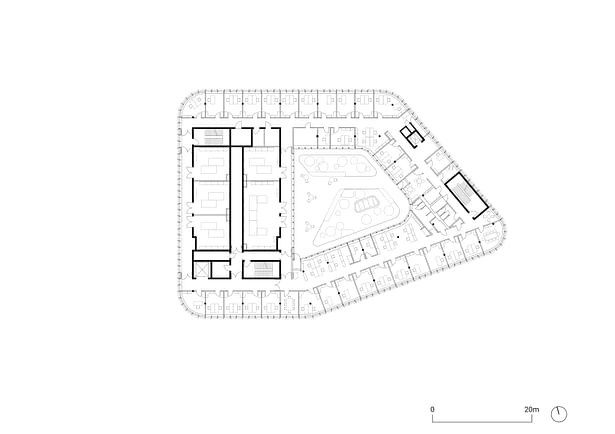 Second floor plan, original scale 1:200 © HENN