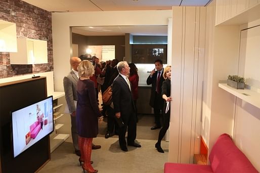 NYC Mayor Michael Bloomberg visiting the micro-apartment currently on exhibition at the Museum of the City of New York. Photo: Spencer T Tucker