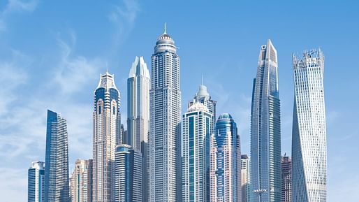View of concrete-framed skyscrapers in Dubai. Image courtesy of Pexels.