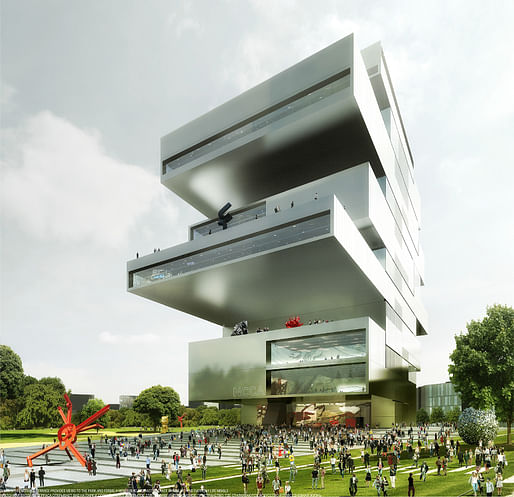 Winning design for Moscow’s new National Center for Contemporary Arts (NCCA) by Heneghan Peng Architects. Image/Visualization by Luxigon