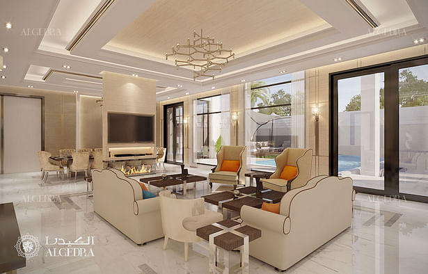 Living room design in luxury villa