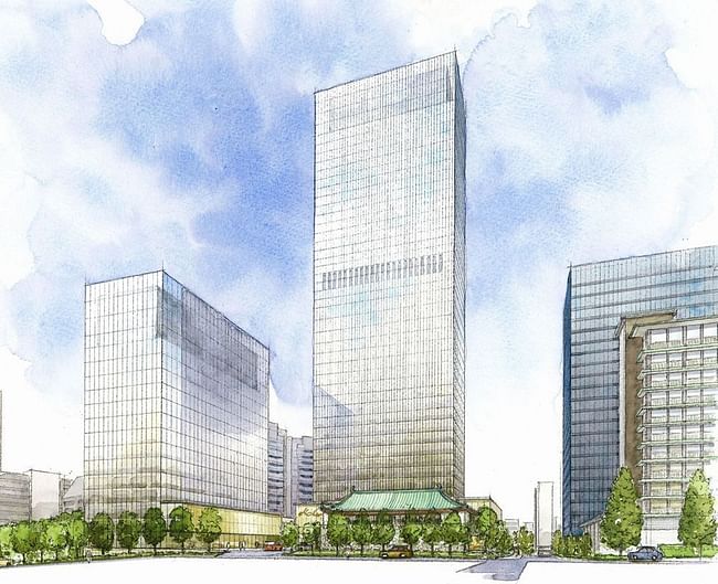 Rendering of the new Hotel Okura, scheduled to reopen in 2019. (Image via japantoday.com)