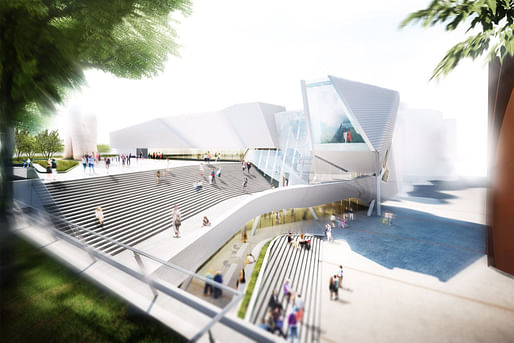 Rendering of the new Orange County Museum of Art building. Image: Morphosis Architects.