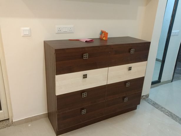 Top Trending Stylish, Space Saving Modern Brown & Off-white Chest of Drawers Storage Unit Design Ideas by Aspire Interiors, Interior Contractors, Service Providers, Faridabad, Gurgaon Delhi NCR