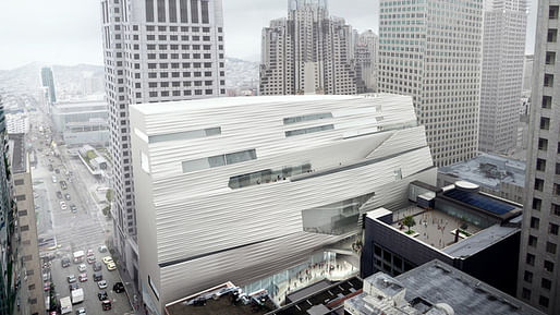 SFMOMA Expansion Aerial Southeast Façade. (Bloomberg; Source: MIR and Snøhetta)