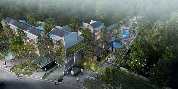 3D Artist Impression - Bird Eye View of The Forest Cluster Pool