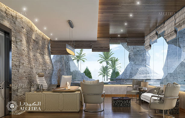 Home office design in luxury villa