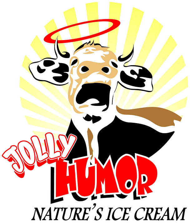 This Art Institute school project is a logo design for 'Jolly Humor Ice Cream'.