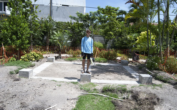 Grade beams and pedestals for pergola, and me, the designer.