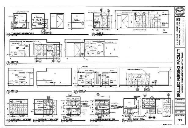 Interior Elevations- Alzheimer's Units, Dietary, Staff, Charts, & Meds Rooms.
