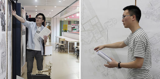 Li Shaokang (left) and Shao Fuwei (right) at their Final Project presentations at XJTLU’s Department of Architecture in June 2017.