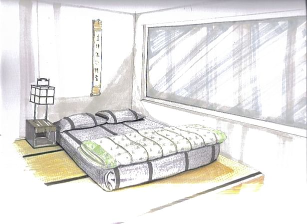 Sketch of bedroom proposal for my personal living space.