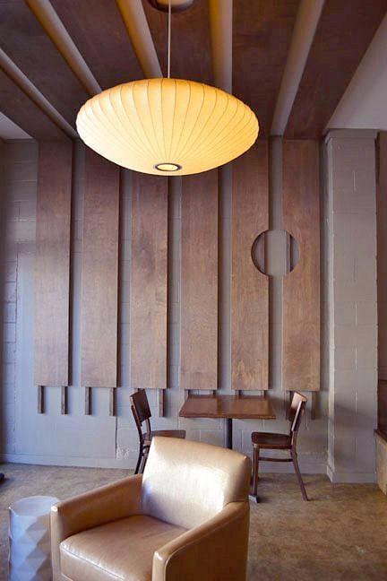 Cafe Javasti in Seattle featuring sustainably harvested maple plywood screens. Courtesy of PMDD.