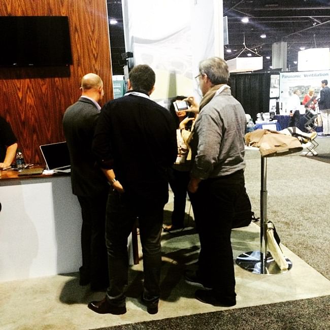 Back of the Sessions crew interviewing Autodesk on the AIA Expo floor. Photo by Gregory Walker.