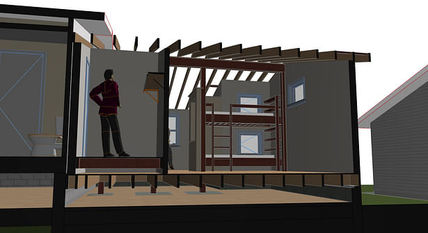Working ArchiCAD Model - Color choices have yet to be made. SECTION THROUGH CLOSET AND BUNK ROOM