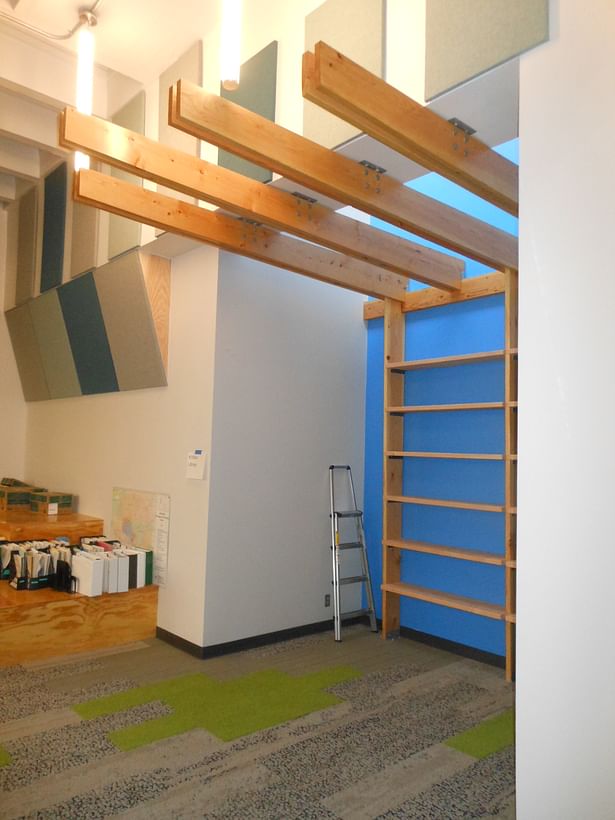 A hanging trellis define the small corner of the Library