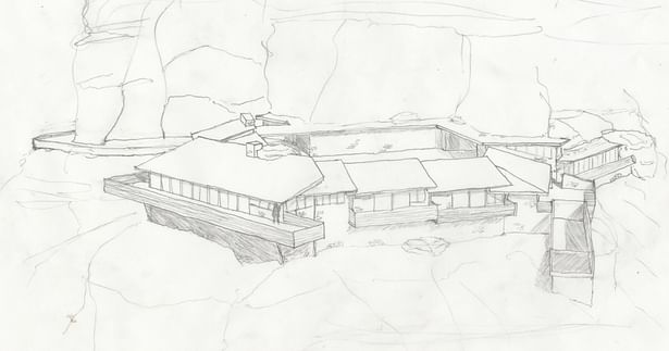Mesa House Perspective (Hand-Rendered)