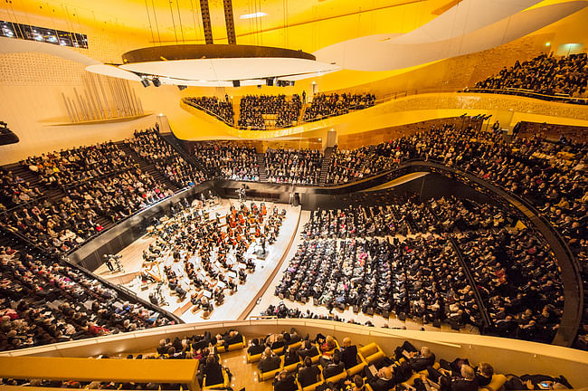 Grande Sall of the Philharmonie de Paris, designed by Jean Nouvel. Photo © Beaucardet