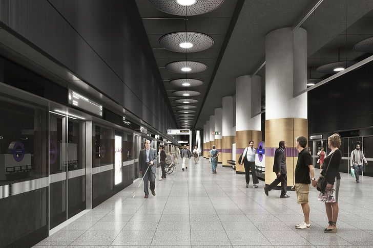 Rendering of the Woolwich station platform. Image courtesy of WestonWilliamson+Partners.