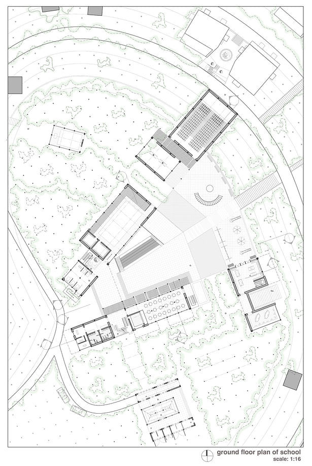 Ground Floor Plan of School on Plateau of Mountain